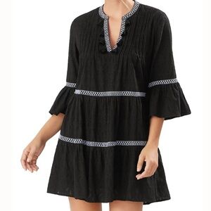 Tommy Bahama Black Jacquard Tiered Dress XL